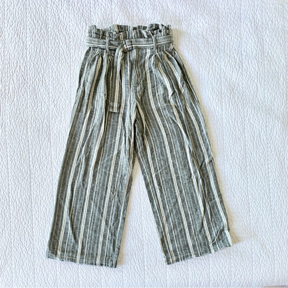 Banana Republic Wide Leg Striped Linen Blend Pants with Paper Bag Waist - Size 8
